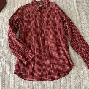Eddie Bauer Men's Red Plaid Button Down Shirt